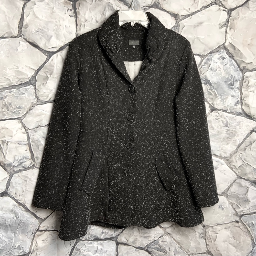 Staples Black w White Splotches A-Line Coat XS